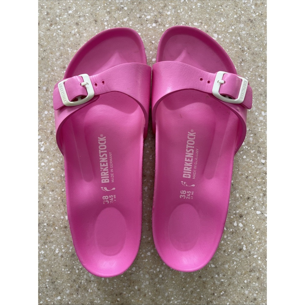 Birkenstock Madrid Essentials Slide Sandal EVA Hot Pink Size 38 US 8 Pool Beach